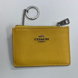 Coach Yellow Leather Card Case Key Wallet